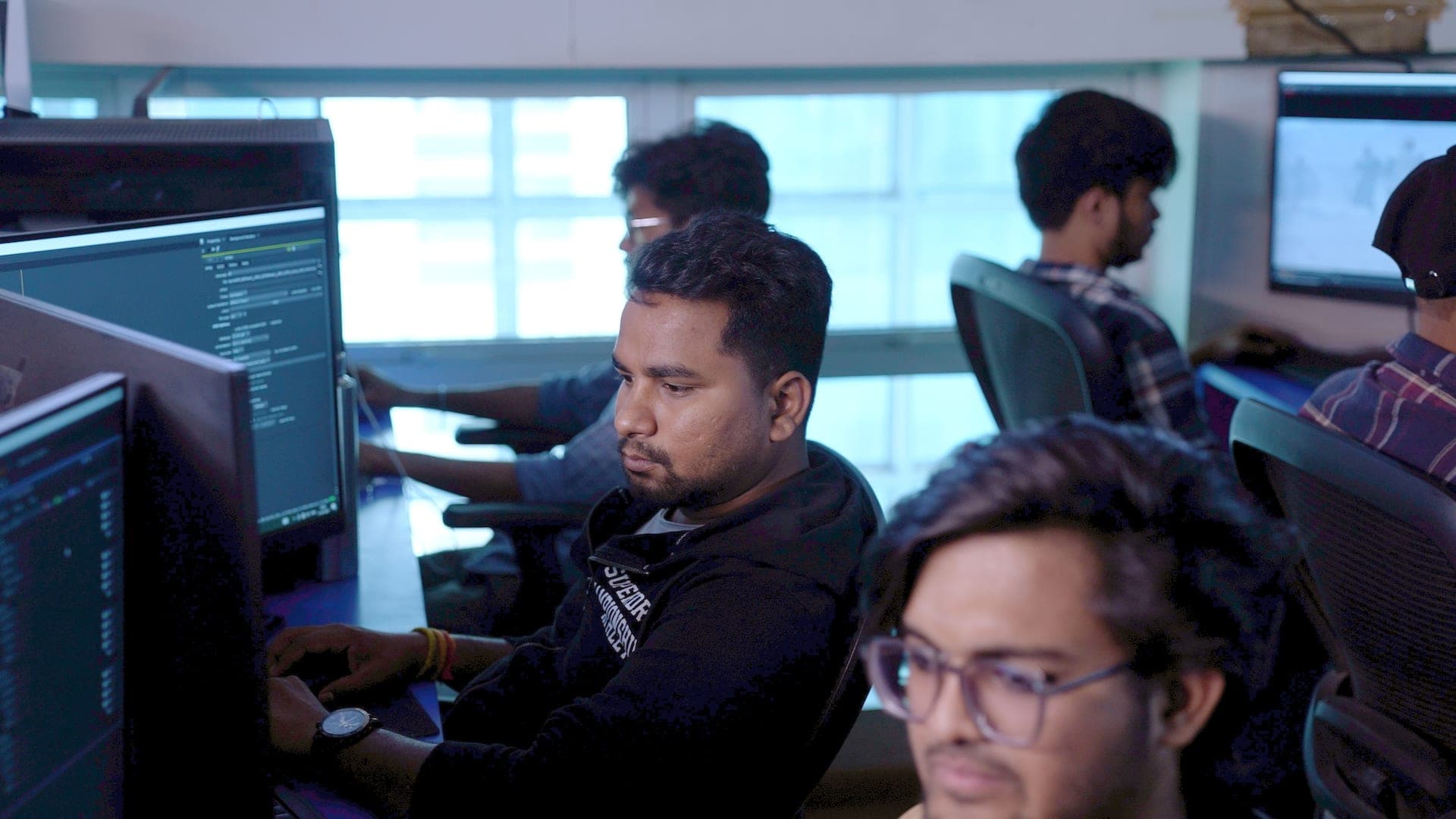 Visual effects artists at workstations in Trisha Studios Mumbai