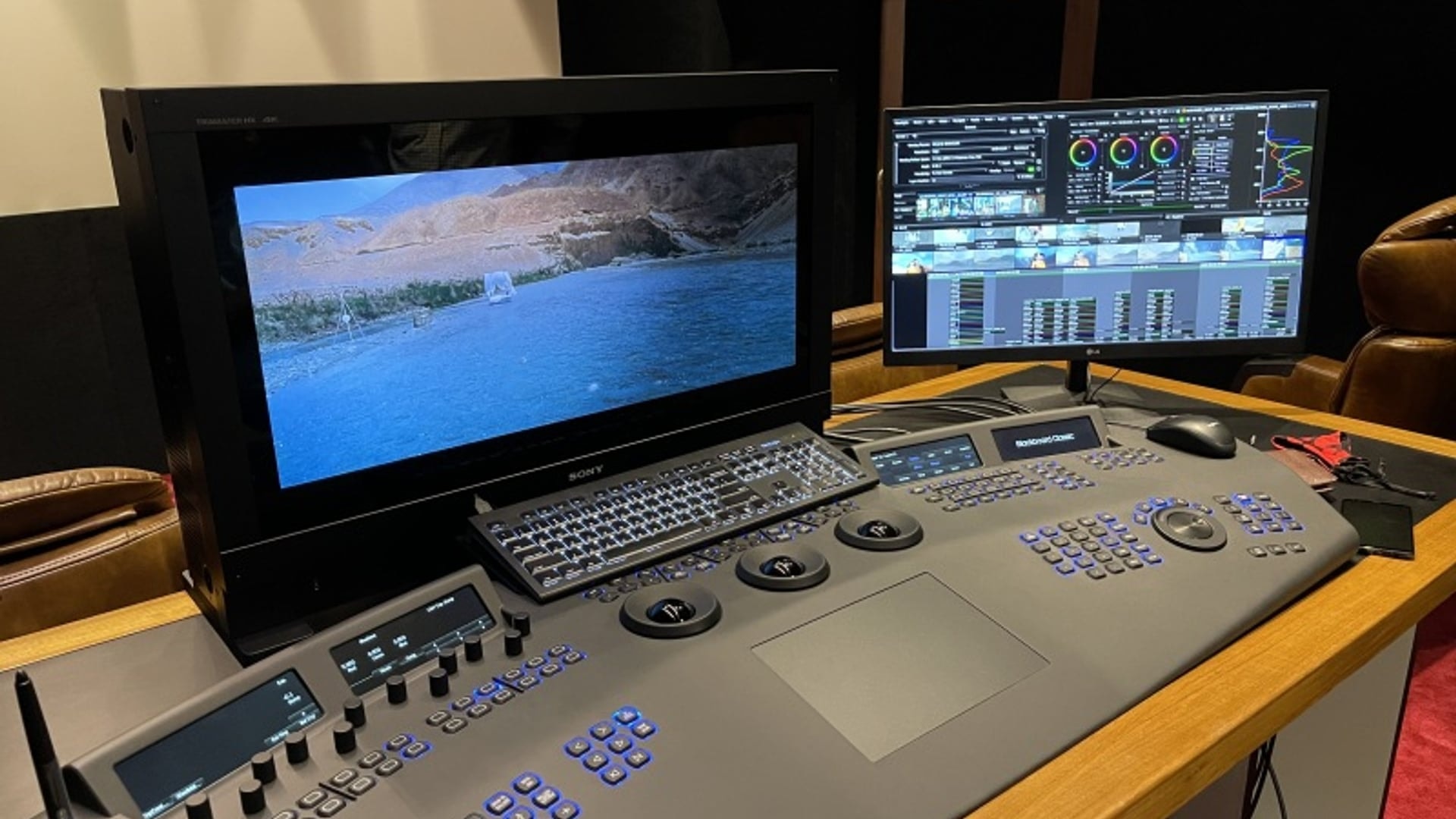 Calibrated reference monitor at Trisha Studios — displaying an ACES-graded image for colour verification